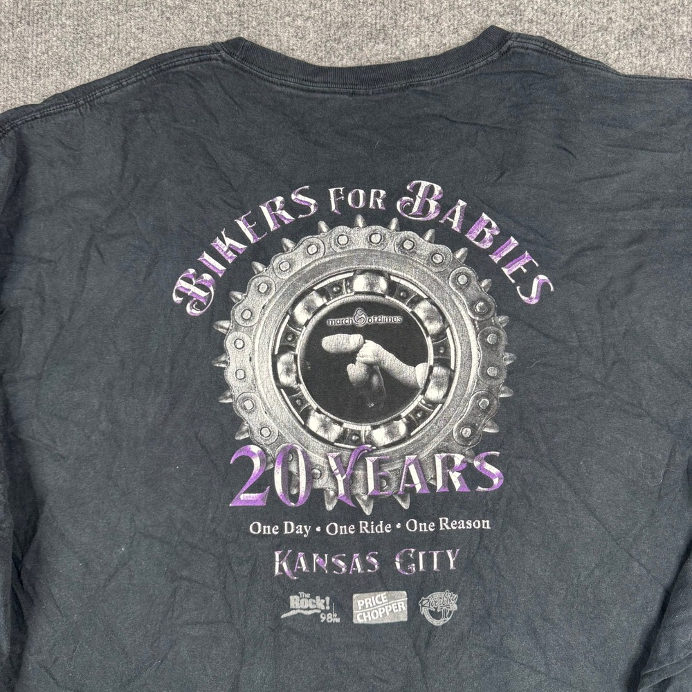 Gildan T-Shirt Mens Size 3XL Black Bikers For Babies Kansas City Distressed